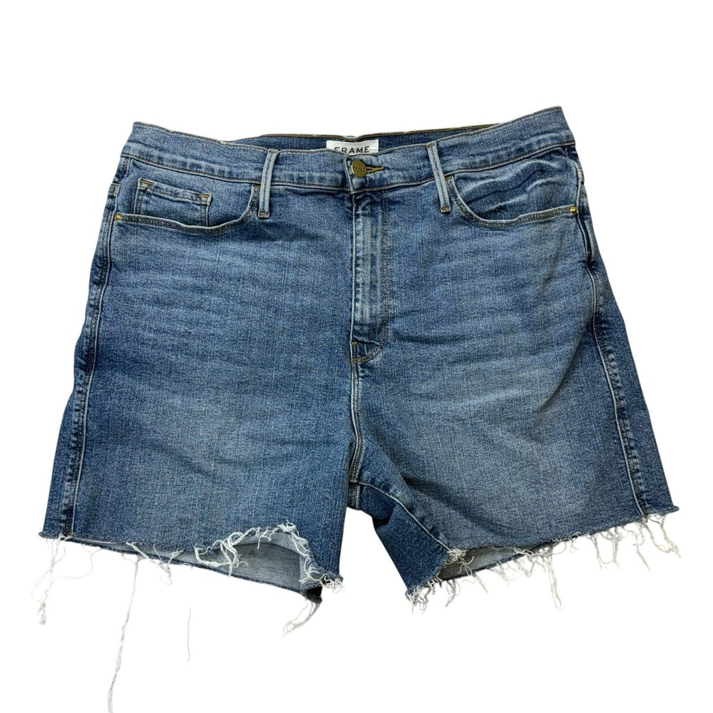 Frame Denim Womens Jean Shorts 33 Le Tour Short Raw Hem High Rise Light Wash
